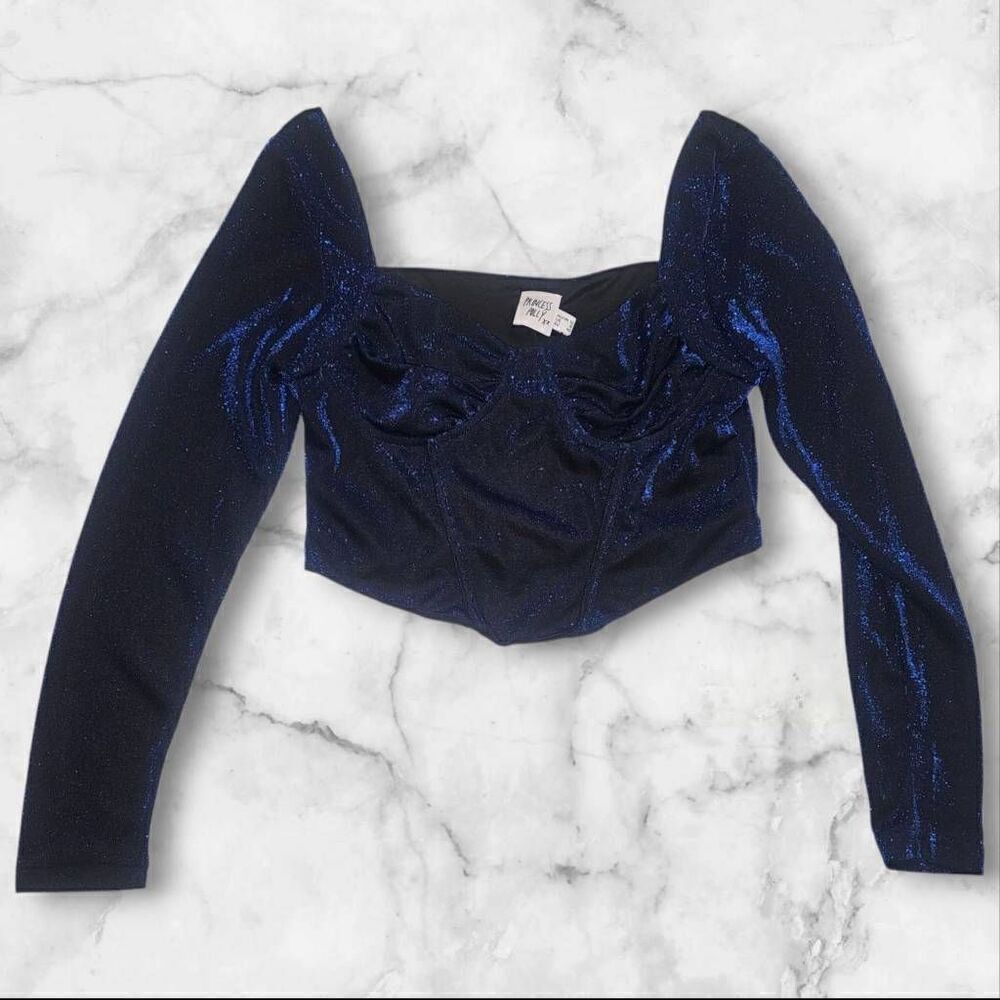 Princess Polly Blue Size 8 Bruna Long Sleeve Top